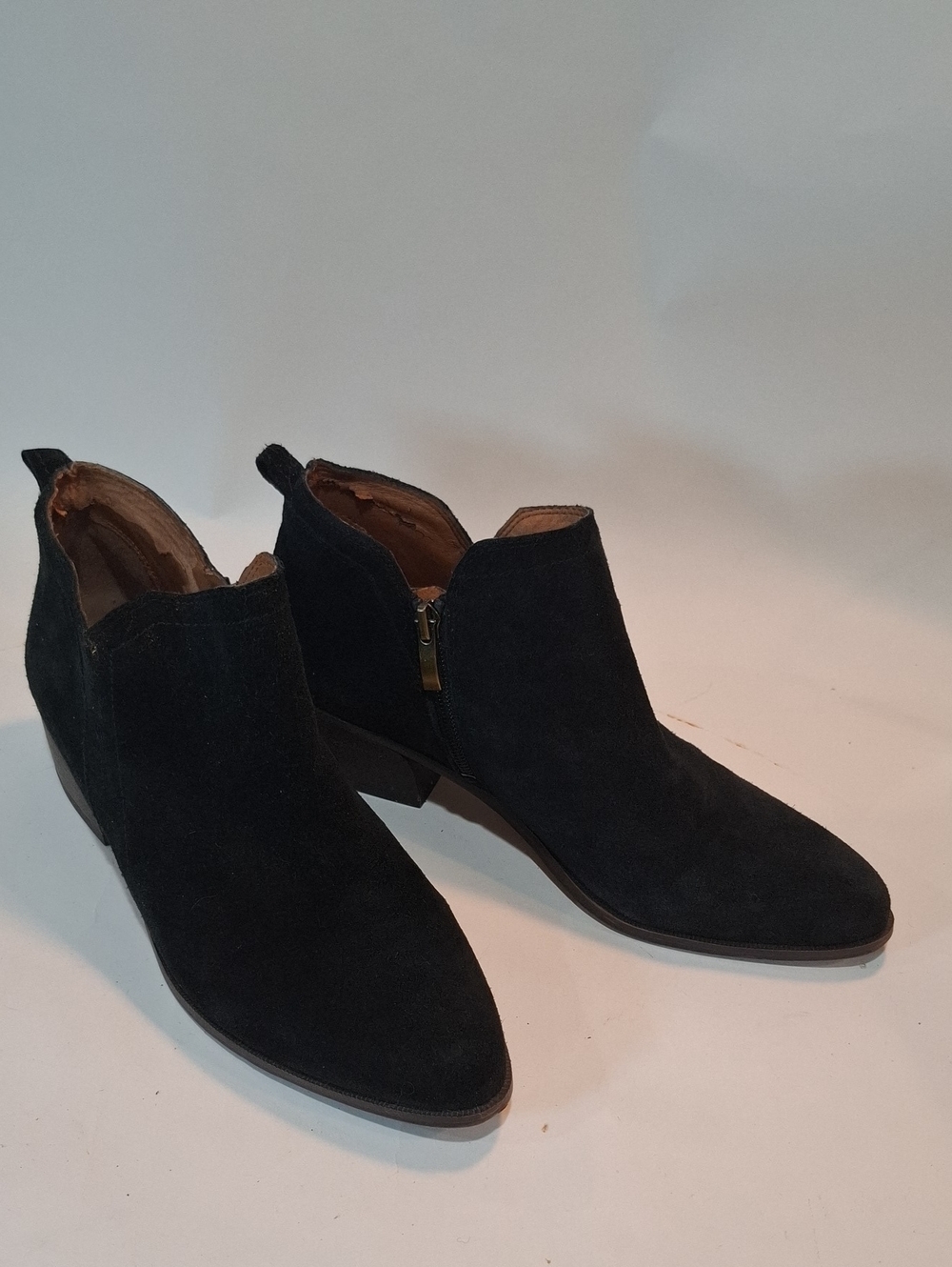 Franco Sarto Black Suede Ankle Booties with Side Zip